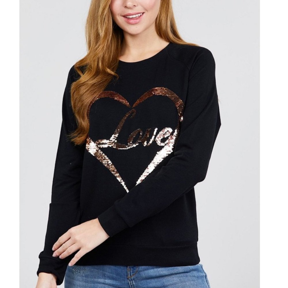 Black Love Sequins Sweatshirt